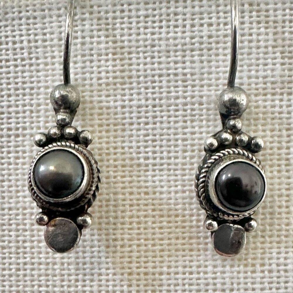 Sterling Silver Gray Hematite Artisan Earrings